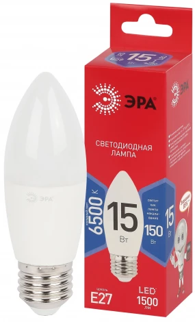 Лампочка светодиодная E27 15Вт ЭРА LED B35-15W-865-E27 R LED B35-15W-865-E27 R