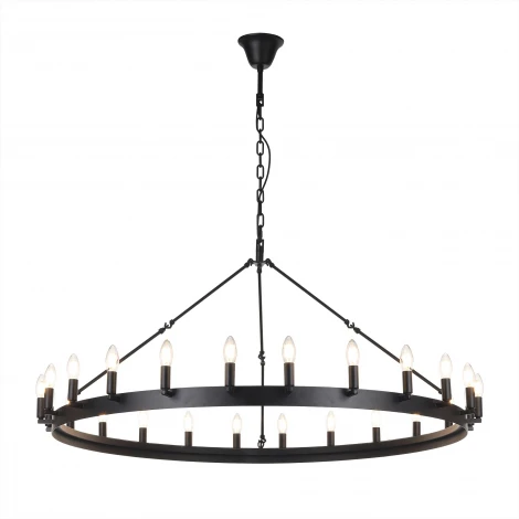 Подвесная большая люстра Citilux Смитсон CL470124 (220V, на цепи, свеча, круглые, под старину, кольцо)