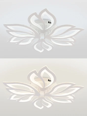 Потолочная люстра светодиодная с пультом ДУ 132W, белый, LED Natali Kovaltseva Fortuna LED LAMPS 81107/6C (регулировка яркости, 220V, цветы)