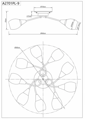 Потолочная люстра Arte Lamp Penny A2701PL-9CC