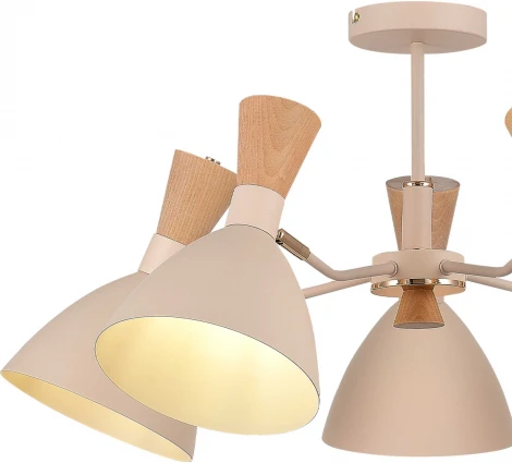 Потолочная люстра на штанге Evoluce SLE1256 Бежевый/Бежевый, Светлое дерево, Золотистый E14 5*40W (220V)