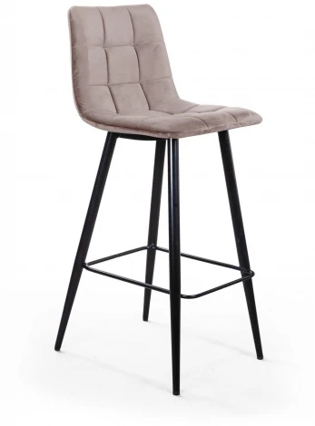 Стул барный Top Concept UNO, бархат пепельно-бежевый 25 / чёрный конус