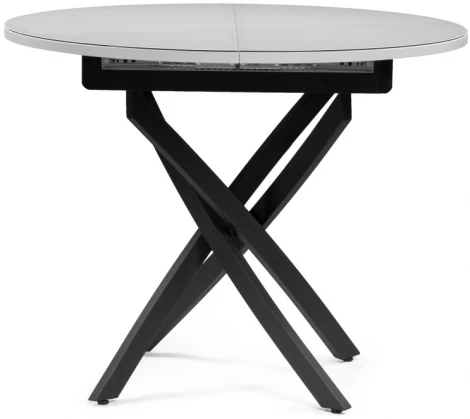 Стеклянный стол Woodville Лауриц d1000 раскладной белый / черный 504213