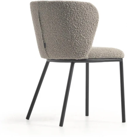 Стул Ciselia из светло-серой ткани букле и черными металлическими ножками La Forma (ex Julia Grup) арт.108349
