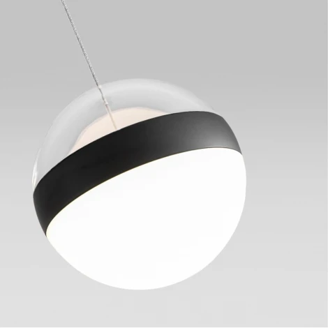 Подвесной светильник Odeon Light Roni 5075/12L черный/прозрачн./молочный/металл/акрил LED 12W 4000K 600лм (220V, на проводе, шар)