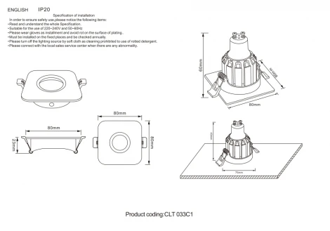 Встраиваемый точечный светильник Crystal Lux CLT 033 033C1 BL