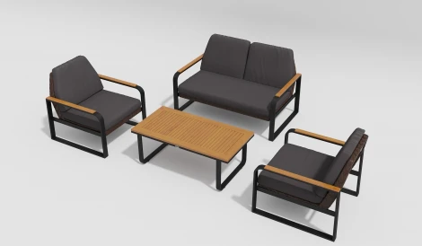 Лаунж зона Gardenini Bella (Алюминий,Ткань,Ротанг/Темно-серый,Антрацит,Коричневый) LBLL.010500.S2