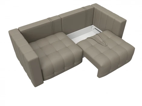 Диван прямой Лига-052 НПБ (ЛДСП,Брус,Фанера/Пластик/Экокожа/Бежевый) Лига Диванов 129902