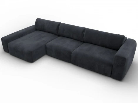 Диван угловой Лига-066 НПБ Лонг угол левый (ЛДСП,Фанера,Брус,Велюр/Темно-серый) Лига Диванов 131229L