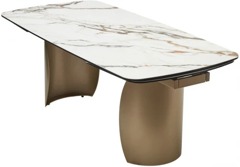 Стол M-City BRONTE 200 раскладной KL-188 Контрастный мрамор матовый, итальянская керамика/ Шампань
