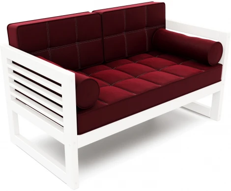 Диван Arsko прямой Сега М белая эмаль велюр бордовый