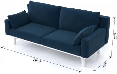 Диван Arsko прямой Колин белая эмаль велюр синий