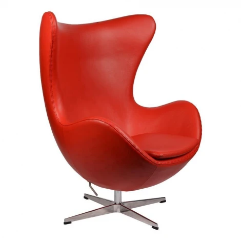 Кресло Egg Chair RedDeluxML035 база алюминий, кожа красная