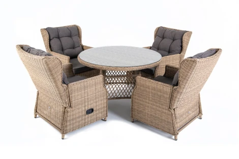 Обеденная группа из искусственного ротанга, цвет соломенный 4SIS Лацио LC4T1-5-SET