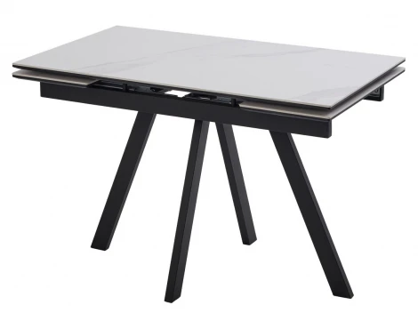 Стол НЕО-2 120 цвет MATTE БЕЛЫЙ МРАМОР, керамика / Черный каркас M-City 64712