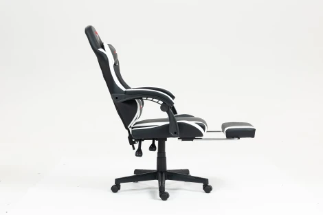 Кресло спортивное TopChairs Prophet с оттоманкой черно-белый арт.УТ000039480