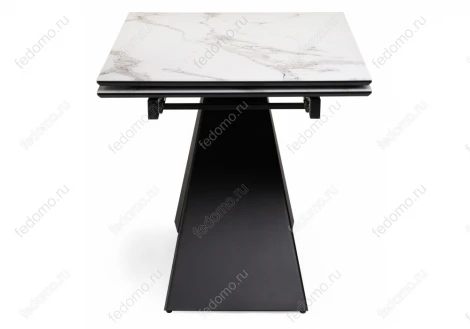 Стеклянный стол Woodville Торвальд белый мрамор / черный 474324