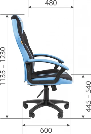 Игровые кресла CHAIRMAN GAME 26 (Пластик,Экокожа,Ткань/Черный,Голубой)