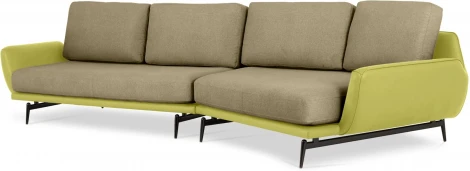 Диван Ispani угловой правый ОГОГО (арт.803477), (Ткань,Экокожа/Коричневый,Зеленый)