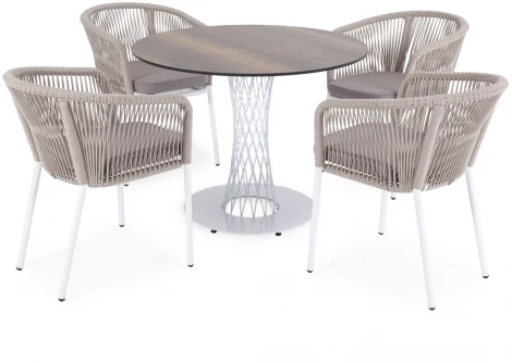 "Диего" обеденная группа на 4 персоны, круглый стол "дуб", цвет бежевый 4SIS арт.УТ-00003586