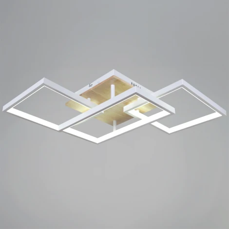 Потолочная люстра светодиодная на штанге с пультом с регулировкой цветовой температуры, яркости и ночным режимом Reluce 49560-0.3-03 WH+WOOD