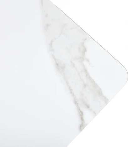 Стол ТЕТ-А-ТЕТ 90  Белый мрамор, керамика / Черный каркас М-City