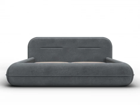 Кровать двуспальная Лига-133 (160) (Светло-серый/ДСП,Металл,ЛДСП,Велюр) Лига Диванов 137921