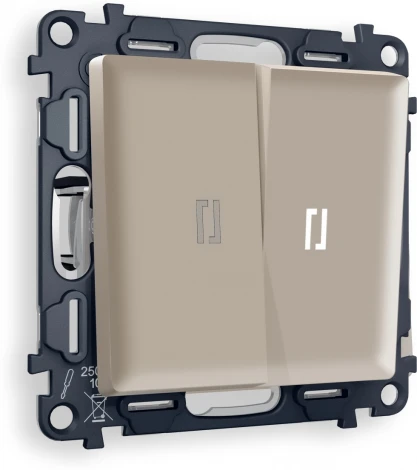 Комплект механизма Ambrella Volt 2-клавишного проходного выключателя с подсветкой 5600K ALFA MA364035 Серо-бежевый матовый QUANT