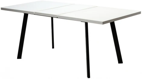 Стол ФИН 140 Белый, стекло/ Черный каркас М-City