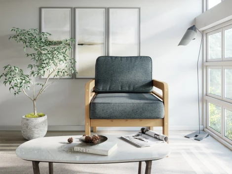 Кресло Arsko Бергер сосна рогожка черная