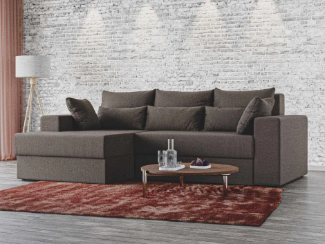 Диван угловой Майами левый угол (Коричневый/Рогожка) Лига Диванов арт.121158L