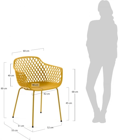 Обеденный стул La Forma (ex Julia Grup) Quinn (Желтый,Горчичный/ Сталь,Металл,Пластик,Полипропилен)
