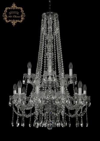 Подвесная люстра Art Classic 11.12 11.12.10+5.240.2d.h-101.Cr.Sp (220V, хрусталь, на цепи, подсвечник, свеча)