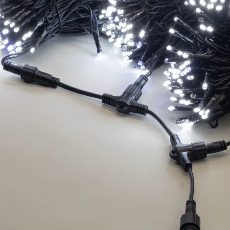 Комплект 3 белых Нити по 20м с мерцанием белого диода, 600 LED, провод черный каучук 2,3мм, IP54 Laitcom ECO600BLW-11-1W