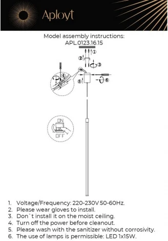 Подвесной светильник Aployt Gabi APL.0123.16.15 (LED, 220V, на проводе)