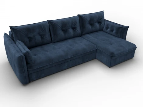 Диван угловой Лига-100 НПБ угол универсальный (ДСП,Фанера/Пластик/Велюр/Синий) Лига Диванов 133665