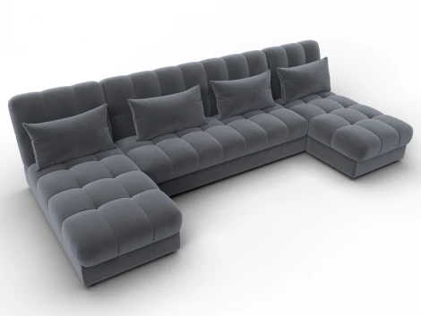 Диван П-образный Лига-116 НПБ (ДСП,ЛДСП,Велюр/Серый) Лига Диванов 137329