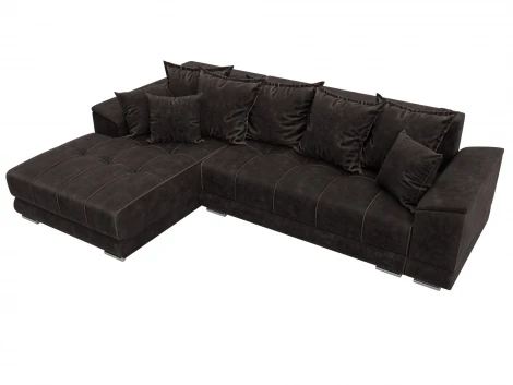Диван угловой НордСтар левый угол (ДСП,Брус/Пластик/Велюр/Коричневый) Лига Диванов 127938L
