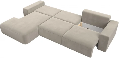 Диван угловой Лига-036 НПБ Классик Лонг левый угол (Бежевый/Микровельвет) Лига Диванов арт.121381L