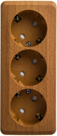 Розетка накладная тройная с заземлением и шторками (бук) Systeme Electric Etude PA16-012T