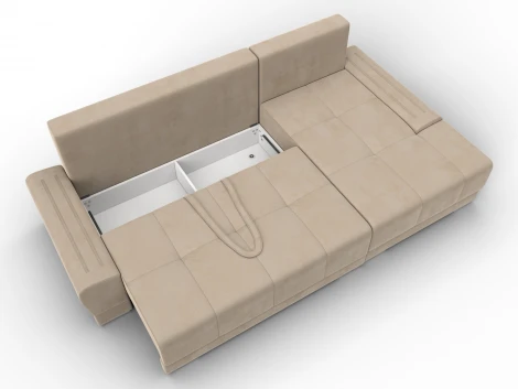 Диван угловой Лига-119 угол правый (ДСП,Брус,Фанера,ЛДС,Велюр/Бежевый) Лига Диванов 137089