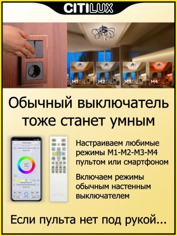 Потолочная люстра светодиодная с управлением смартфоном Citilux Джемини Смарт CL229A155E RGB