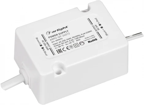 Блок питания ARPV-SP-24012 (24V, 0.5A, 12W) (Arlight, IP67 Пластик, 5 лет) 039673