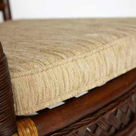 Комплект террасный ANDREA (стол кофейный со стеклом + 2 кресла + подушки) Pecan Washed (античн. орех) (ротанг)