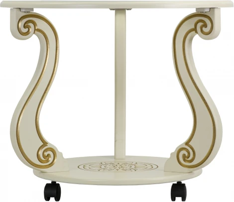 Стол журнальный Грация (С) на колесах слоновая кость/золото от фабрики Mebelik