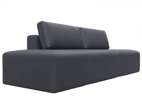 Диван прямой модульный с пуфом Лига-060 НПБ (ЛДСП,Брус,Фанера/Пластик/Экокожа/Серый) Лига Диванов 130055