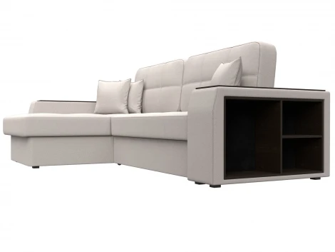 Диван угловой Брюссель левый угол (ДСП,ЛДСП/Пластик/Замша/Бежевый) Лига Диванов 128082L