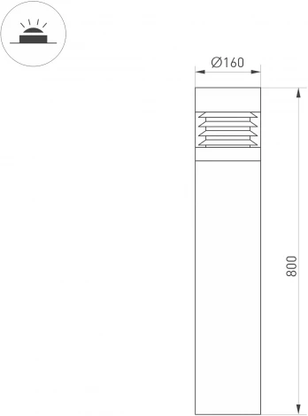 Наземный светильник LGD-FRESNEL-BOLL-H800-20W Warm3500-MIX (GR, 290 deg, 230V) (Arlight, IP65 Металл) 045539 (LED)