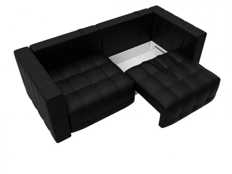 Диван прямой Лига-052 НПБ (ЛДСП,Брус,Фанера/Пластик/Экокожа/Черный) Лига Диванов 129904