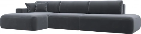 Диван угловой Лига-036 НПБ Модерн Лонг левый угол (Серый/Велюр) Лига Диванов арт.121429L
